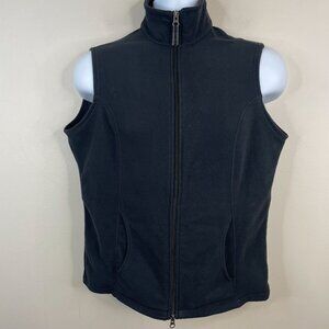 Lands End Womens Cabincore Full Zip Fleece Vest Size S Black Hiking Gorpcore
